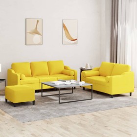 3-piece sofa set with light yellow fabric cushions by , Sofas - Ref: Foro24-3201863, Price: 566,45 €, Discount: %