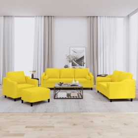 4-piece sofa set with light yellow fabric cushions by , Sofas - Ref: Foro24-3201799, Price: 700,99 €, Discount: %