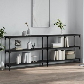 Black engineered wood console table 200x29x75 cm by , Side tables - Ref: Foro24-834110, Price: 103,41 €, Discount: %