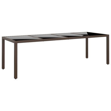 Mesa de jardín superficie de vidrio ratán sintético marrón de vidaXL, Mesas de jardín - Ref: Foro24-310595, Precio: 183,99 €,...