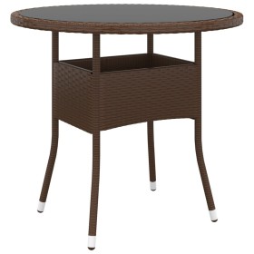 Gartentisch gehärtetes Glas synthetisches Rattan braun Ø80x75 cm von vidaXL, Gartentische - Ref: Foro24-310605, Preis: 94,27 ...