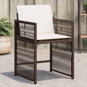 Garden chairs with cushions, 4 units, synthetic brown rattan by , Garden chairs - Ref: Foro24-365037, Price: 192,99 €, Discou...