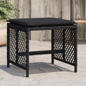 Garden stools with cushions 4 pcs black PE rattan 41x41x36cm by , Outdoor ottomans - Ref: Foro24-365049, Price: 93,82 €, Disc...