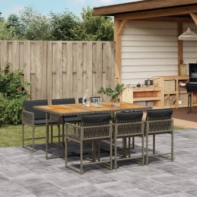 Garden dining set 7 pieces and gray synthetic rattan cushions by , Garden sets - Ref: Foro24-3211454, Price: 453,99 €, Discou...