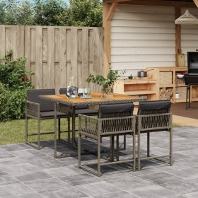 5-piece garden dining set with gray synthetic rattan cushions by , Garden sets - Ref: Foro24-3211442, Price: 303,99 €, Discou...