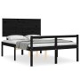 Double bed frame with black solid wood headboard by vidaXL, Beds and slatted bases - Ref: Foro24-3195460, Price: 169,93 €, Di...