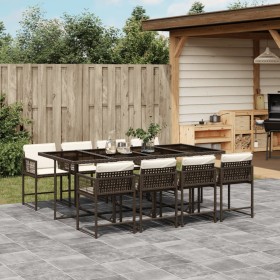 Garten-Essgruppe, 9-teilig, mit braunen Kunststoff-Rattan-Kissen. von , Gartensets - Ref: Foro24-3211461, Preis: 569,99 €, Ra...