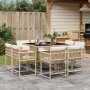 Garten-Essgruppe 9-teilig mit Kissen aus synthetischem Rattan in Beige. von , Gartensets - Ref: Foro24-3211558, Preis: 460,57...