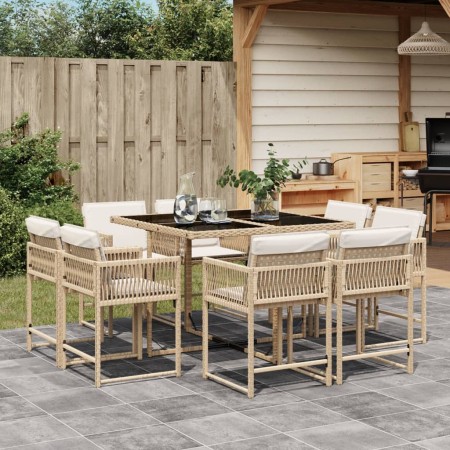 9-piece garden dining set with beige synthetic rattan cushions by , Garden sets - Ref: Foro24-3211558, Price: 460,57 €, Disco...