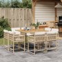 Garten-Essgruppe 9-teilig mit Kissen aus synthetischem Rattan in Beige. von , Gartensets - Ref: Foro24-3211564, Preis: 499,89...