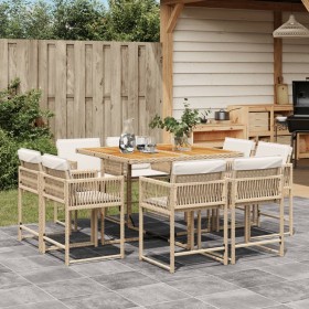 9-piece garden dining set with beige synthetic rattan cushions by , Garden sets - Ref: Foro24-3211564, Price: 491,99 €, Disco...