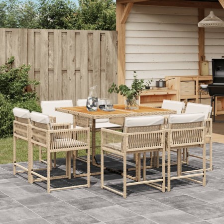 9-piece garden dining set with beige synthetic rattan cushions by , Garden sets - Ref: Foro24-3211564, Price: 499,89 €, Disco...