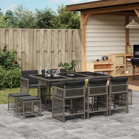 Garten-Essgruppe 11-teilig mit grauen Polstern aus synthetischem Rattan von , Gartensets - Ref: Foro24-3211688, Preis: 541,99...