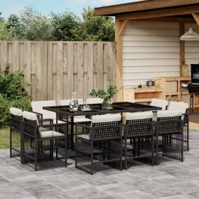 11-piece garden dining set with black synthetic rattan cushions by , Garden sets - Ref: Foro24-3211746, Price: 588,35 €, Disc...