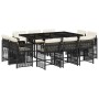 Set de comedor jardín 11 pzas con cojines ratán sintético negro de , Conjuntos de jardín - Ref: Foro24-3211746, Precio: 612,3...