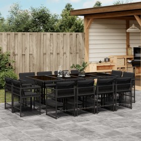 Garden dining set with 13-piece black synthetic rattan cushions. by , Garden sets - Ref: Foro24-3211759, Price: 804,71 €, Dis...