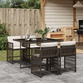 Garten-Essgruppe, 5-teilig, mit braunen Kunststoff-Rattan-Kissen. von , Gartensets - Ref: Foro24-3211617, Preis: 302,28 €, Ra...