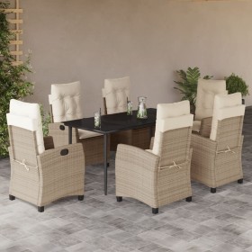 Garten-Essgruppe 7-teilig mit Kissen aus synthetischem Rattan in Beige. von , Gartensets - Ref: Foro24-3212808, Preis: 882,95...