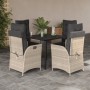 Garden dining set 5 pieces with light gray synthetic rattan cushions by , Garden sets - Ref: Foro24-3213470, Price: 595,95 €,...