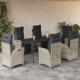 Set comedor jardín 7 pzas y cojines ratán sintético gris claro de , Conjuntos de jardín - Ref: Foro24-3213466, Precio: 935,99...