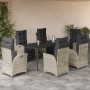 Garten-Essgruppe, 7-teilig, mit hellgrauen Polstern aus synthetischem Rattan. von , Gartensets - Ref: Foro24-3213466, Preis: ...