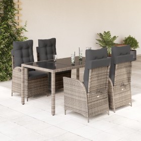 Garten-Essgruppe, 5-teilig, mit grauen Polstern aus synthetischem Rattan von , Gartensets - Ref: Foro24-3213079, Preis: 680,4...