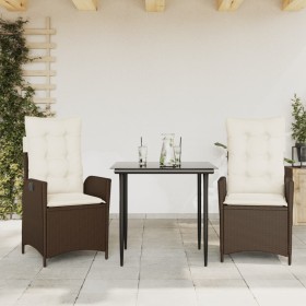 Garten-Essgruppe, 3-teilig, mit braunen Kunststoff-Rattan-Kissen. von , Gartensets - Ref: Foro24-3213194, Preis: 359,99 €, Ra...