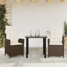 Garden dining set 3 pieces and brown synthetic rattan cushions by , Garden sets - Ref: Foro24-3213204, Price: 334,99 €, Disco...