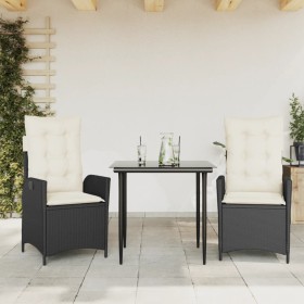 Garten-Essgruppe 3-teilig mit schwarzen Polstern aus synthetischem Rattan von , Gartensets - Ref: Foro24-3213154, Preis: 336,...