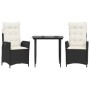 Garden dining set 3 pieces with black synthetic rattan cushions by , Garden sets - Ref: Foro24-3213154, Price: 336,54 €, Disc...