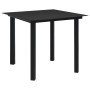 Mesa de comedor de jardín acero y vidrio negra 80x80x74 cm de vidaXL, Mesas de jardín - Ref: Foro24-312161, Precio: 106,23 €,...