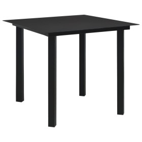 Black steel and glass garden dining table 80x80x74 cm by vidaXL, Garden tables - Ref: Foro24-312161, Price: 106,23 €, Discoun...