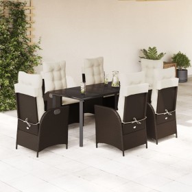 Garten-Essgruppe, 7-teilig, mit braunen Polstern aus synthetischem Rattan. von , Gartensets - Ref: Foro24-3213210, Preis: 961...