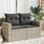 Gartensofa mit Kissen, 2-Sitzer, aus hellem grauem Kunststoffrattan. von , Outdoor-Sofas - Ref: Foro24-366184, Preis: 165,06 ...