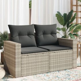 Garden sofa with cushions, 2 seats, light gray synthetic rattan by , Outdoor sofas - Ref: Foro24-366184, Price: 165,06 €, Dis...