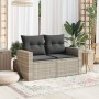 Gartensofa mit Kissen, 2-Sitzer, aus hellem grauem Kunststoffrattan. von , Outdoor-Sofas - Ref: Foro24-366184, Preis: 165,06 ...