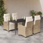 Set comedor de jardín 5 pzas con cojines ratán sintético beige de , Conjuntos de jardín - Ref: Foro24-3213005, Precio: 697,99...