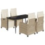 Set comedor de jardín 5 pzas con cojines ratán sintético beige de , Conjuntos de jardín - Ref: Foro24-3213005, Precio: 697,99...