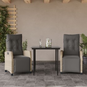 Garden dining set 3 pieces with light gray synthetic rattan cushions by , Garden sets - Ref: Foro24-3213030, Price: 367,34 €,...