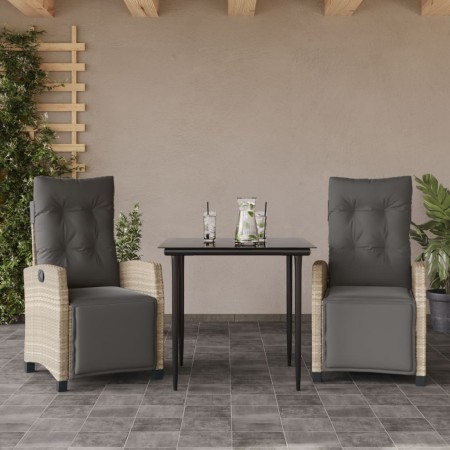 Garden dining set 3 pieces with light gray synthetic rattan cushions by , Garden sets - Ref: Foro24-3213030, Price: 367,34 €,...