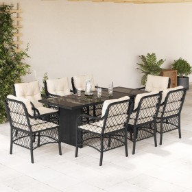 Garten-Essgruppe 9-teilig mit schwarzen Polstern aus synthetischem Rattan. von , Gartensets - Ref: Foro24-3212055, Preis: 980...