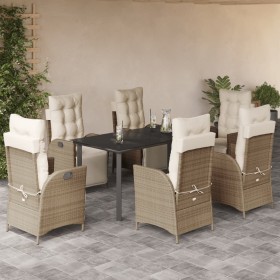 Garten-Essgruppe 7-teilig mit Kissen aus synthetischem Rattan in Beige. von , Gartensets - Ref: Foro24-3213445, Preis: 965,07...