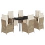 Set comedor de jardín 7 pzas con cojines ratán sintético beige de , Conjuntos de jardín - Ref: Foro24-3213445, Precio: 965,07...