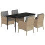 Set comedor de jardín 5 pzas con cojines ratán sintético beige de , Conjuntos de jardín - Ref: Foro24-3211979, Precio: 538,85...