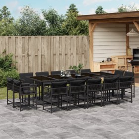 Garten-Essgruppe mit 15-teiligen Kissen aus schwarzem Kunststoff-Rattan. von , Gartensets - Ref: Foro24-3211591, Preis: 920,9...