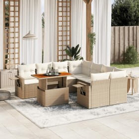 Garden sofa set with beige cushions, 8 pieces, PE rattan. by , Garden sets - Ref: Foro24-3271681, Price: 752,34 €, Discount: %