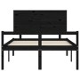 Double bed frame with black solid wood headboard by vidaXL, Beds and slatted bases - Ref: Foro24-3195460, Price: 169,93 €, Di...