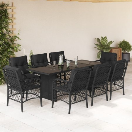 Garten-Essgruppe 9-teilig mit schwarzen Polstern aus synthetischem Rattan. von , Gartensets - Ref: Foro24-3212057, Preis: 955...