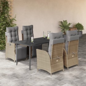 Garten-Essgruppe 5-teilig mit Kissen aus synthetischem Rattan in Beige. von , Gartensets - Ref: Foro24-3213451, Preis: 675,24...