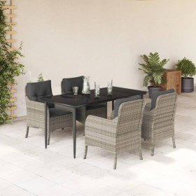 Garden dining set 5 pieces with light gray synthetic rattan cushions by , Garden sets - Ref: Foro24-3211993, Price: 538,99 €,...